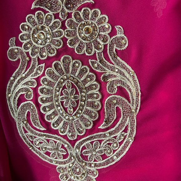 Pink and Cream Party Wear Half and Half Designer Saree - Picture 7 of 8